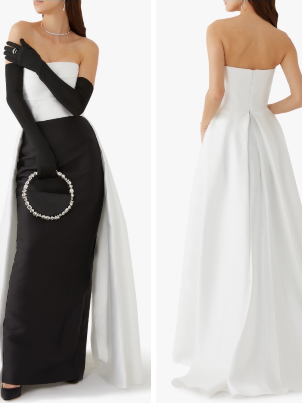 SOLACE LONDON Tiffany Strapless Draped Train Two Tone Maxi Dress Size 8